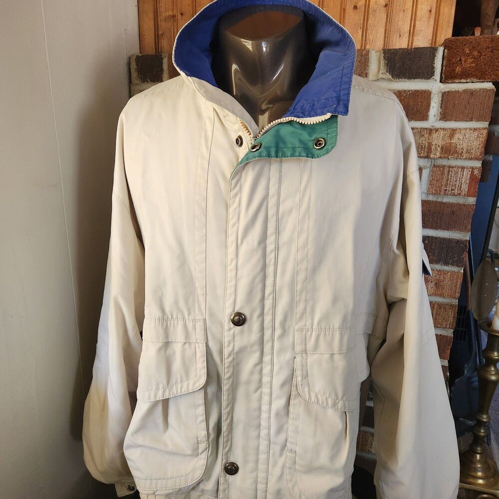 Towne By London Fog Men's Classic Vintage Zip Tan Jacket/Windbreaker Size Large - Picture 2 of 16